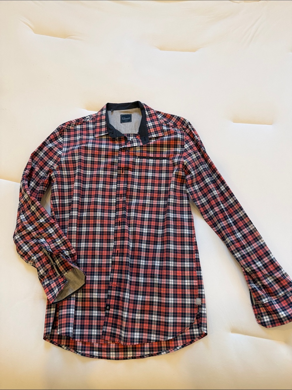7 Diamonds Red and Black Plaid Button-Down Shirt